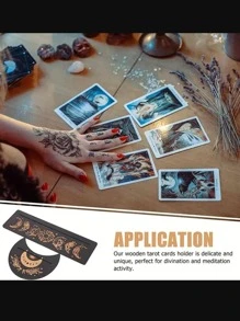 2 件/套木制塔罗牌支架、月亮托盘、水晶展示架月相塔罗牌祭坛支架石、储物收纳盒、女巫占卜工具、黑色塔罗牌、创意小礼物、节日配件、生日派对用品、生日礼物塔罗牌、塔罗牌、算命师 - 黑色 - 查看 4