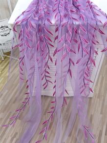 葉藤圖案單紗簾 - 紫色 - 查看 7