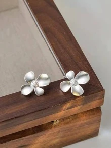 花耳釘 - 銀色 - 查看 3