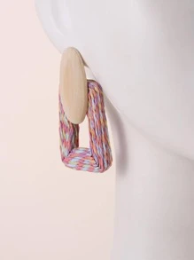 1 Đôi Boho Gỗ Màu Khối Hình Học Bông Tai Giọt Dành Cho Nữ Làm Quà Tặng - Nhiều màu - Xem 5