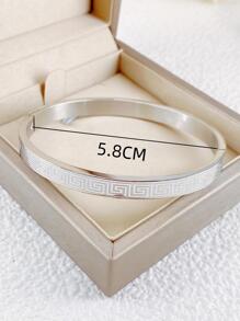 Brazalete de acero inoxidable con textura - Plateado - Ver 4