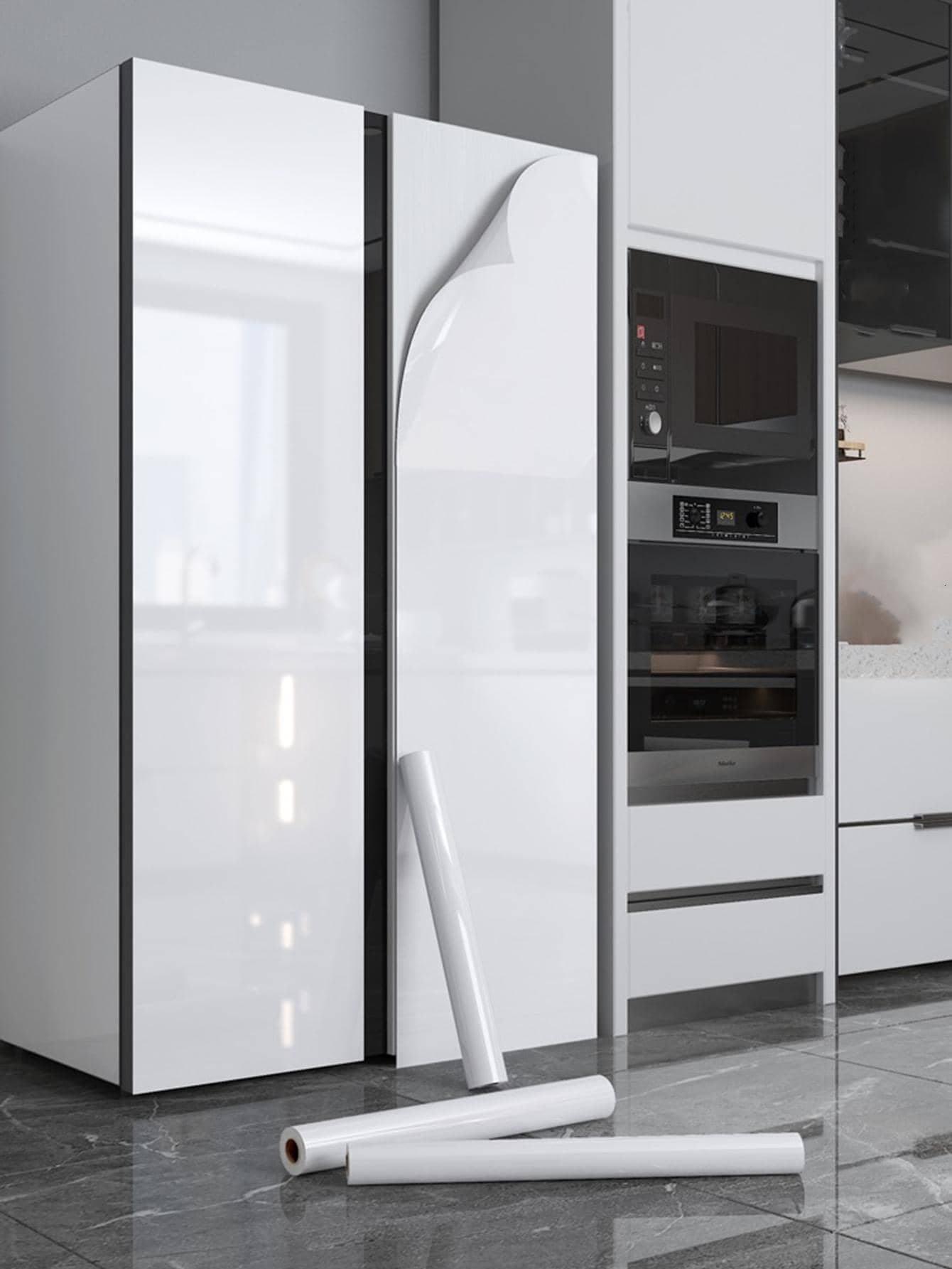 1 rollo de pegatina a prueba de aceite para la cocina, pegatinas, vinilos decorativos para el hogar, decoración de primavera para refrescar tu hogar, pegatinas decorativas para fiestas, regalos de cumpleaños y graduación - Blanco - Ver 1