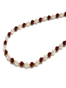 1入組男女通用咖啡色和紅色亞克力珠子多功能口罩鏈眼鏡鏈,適用於派對和日常使用 - 棕色 - 查看 5