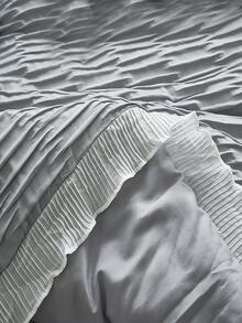 1 pieza Edredón fruncido ribete con fruncido moderno de tela para dormitorio - Gris - Ver 5