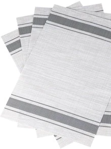 1入組條紋圖案餐墊 - 灰色 - 查看 4