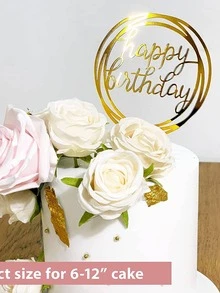 6入組標語設計蛋糕裝飾 - 金色 - 查看 3