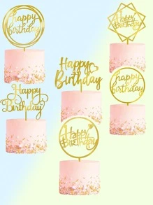 6入組標語設計蛋糕裝飾 - 金色 - 查看 1