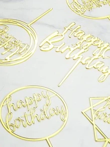 6入組標語設計蛋糕裝飾 - 金色 - 查看 5