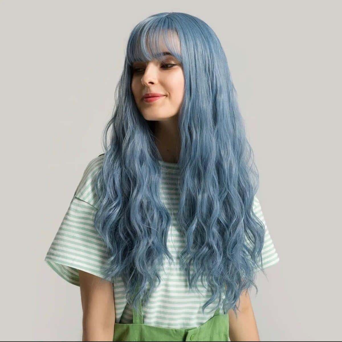 Long Wavy Blue Wig