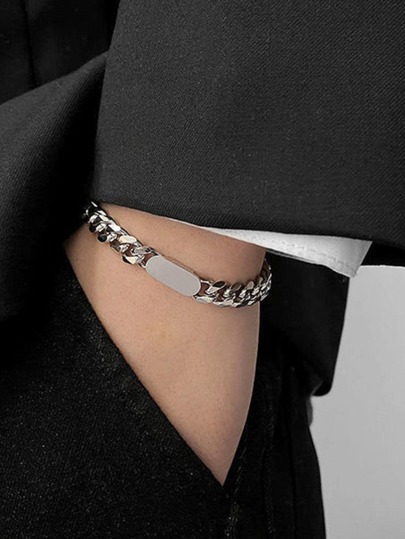 Pulsera de cadena minimalista para hombre acero titanio