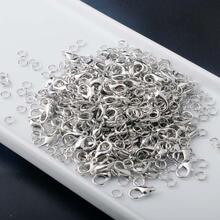 1套時尚鋅合金跳環和開口環和龍蝦扣適合女士DIY首飾製作 - 銀色 - 查看 4