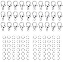 1套時尚鋅合金跳環和開口環和龍蝦扣適合女士DIY首飾製作 - 銀色 - 查看 1