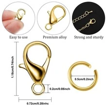 1套時尚鋅合金跳環和開口環和龍蝦扣適合女士DIY首飾製作 - 銀色 - 查看 3