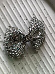 Rhinestone Bow Decor Hair Clip Royal Valentine's Day Claw Clips Hair Claws Hair Barrettes, School Stuff, Elegant, College, Bows, Cute, Hair Accessories, Head Accessories, Hair Accessories For Women - White - View 4