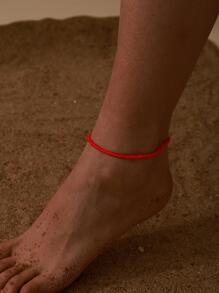 1片時尚潮流簡約風和優雅女士珠子彈性腳錬 - 紅色 - 查看 11
