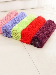 1pc Chenille Absorbent & Anti-slip Floor Mat, Suitable For Bedroom/kitchen/living Room/bathroom/entrance Doormat - Hot Pink - View 2