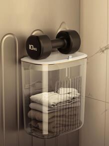 1pc Wall Mounted Laundry Basket With Lid - Clear - View 4