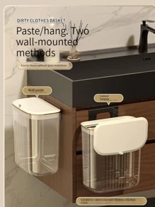 1pc Wall Mounted Laundry Basket With Lid - Clear - View 6