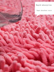 1pc Chenille Absorbent & Anti-slip Floor Mat, Suitable For Bedroom/kitchen/living Room/bathroom/entrance Doormat - Hot Pink - View 3