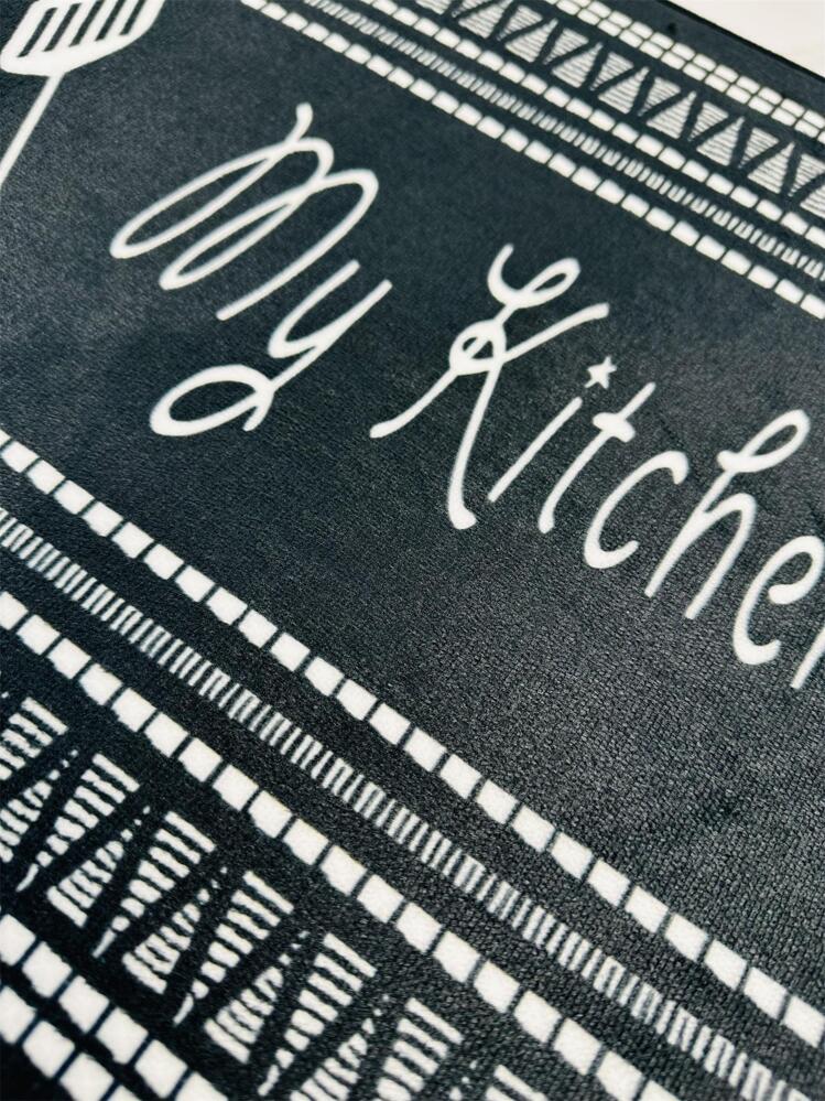 1 pièce Tapis de cuisine antidérapant avec dessin de couverts et lettres ,Décoration de chambre - Multicolore - Voir 5