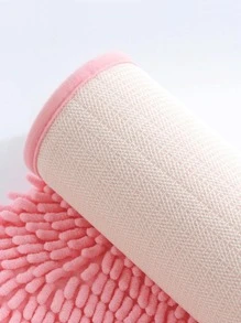 1pc Chenille Absorbent & Anti-slip Floor Mat, Suitable For Bedroom/kitchen/living Room/bathroom/entrance Doormat - Hot Pink - View 5