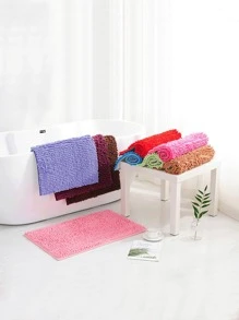 1pc Chenille Absorbent & Anti-slip Floor Mat, Suitable For Bedroom/kitchen/living Room/bathroom/entrance Doormat - Hot Pink - View 6