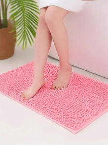 1pc Chenille Absorbent & Anti-slip Floor Mat, Suitable For Bedroom/kitchen/living Room/bathroom/entrance Doormat - Hot Pink - View 8