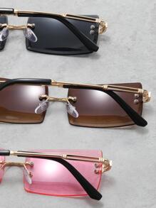 3 cặp kính thời trang ống kính vuông không gọng - Nhiều màu - Xem 4