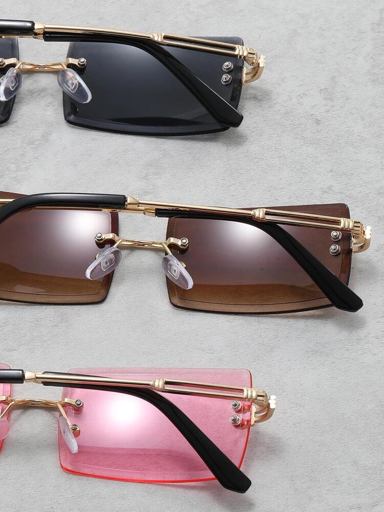 3 cặp kính thời trang ống kính vuông không gọng - Nhiều màu - Xem 4