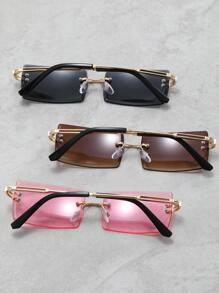 3 cặp kính thời trang ống kính vuông không gọng - Nhiều màu - Xem 2