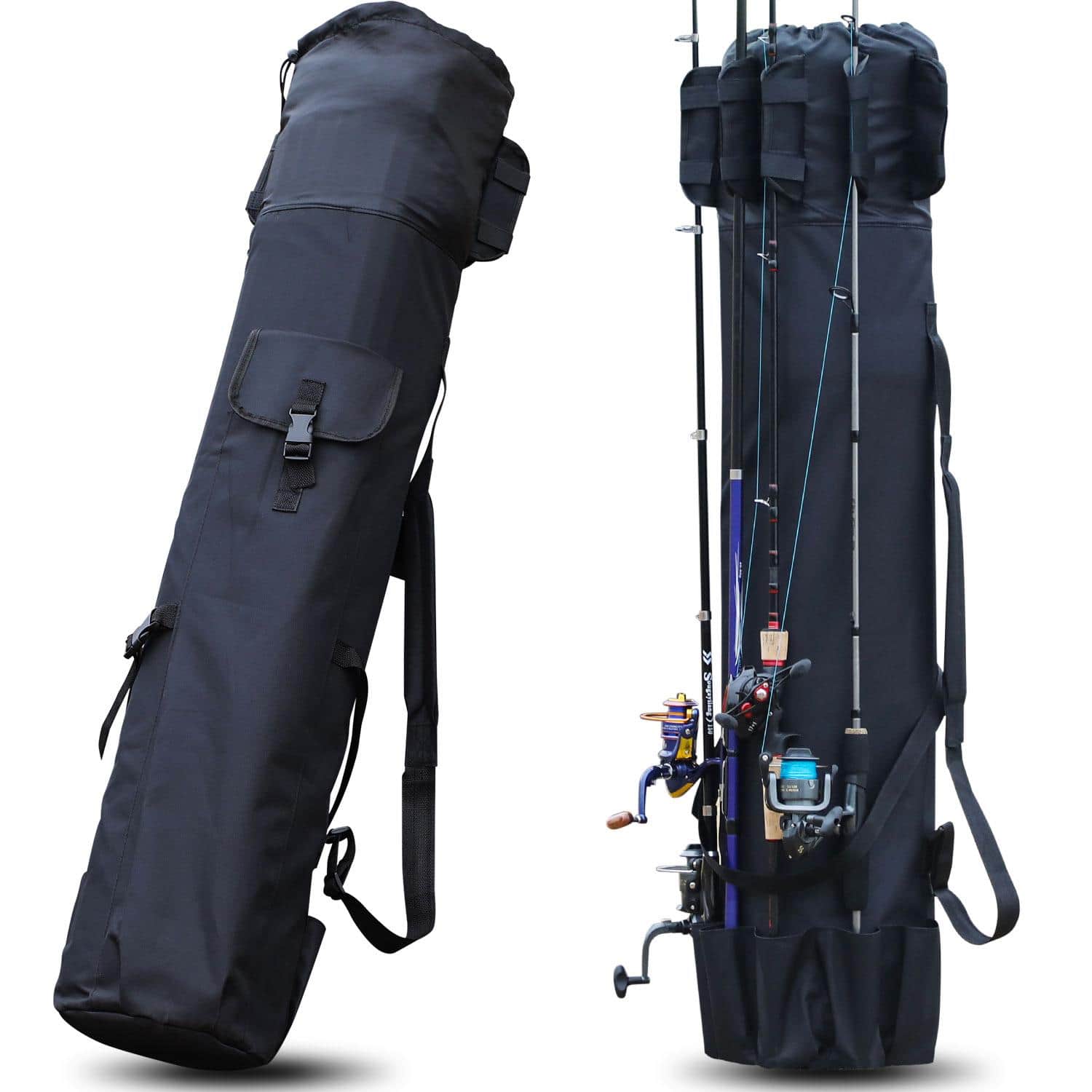Fishing Rod Carrier Fishing Reel Organizer Pole Storage Bag for Fishing and Traveling,A Gift for Family Father, Daughter and Friends - 黑色 - 查看 1