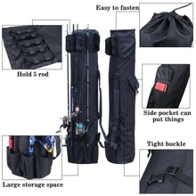 Fishing Rod Carrier Fishing Reel Organizer Pole Storage Bag for Fishing and Traveling,A Gift for Family Father, Daughter and Friends - 黑色 - 查看 7