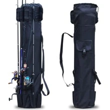 Fishing Rod Carrier Fishing Reel Organizer Pole Storage Bag for Fishing and Traveling,A Gift for Family Father, Daughter and Friends - 黑色 - 查看 2