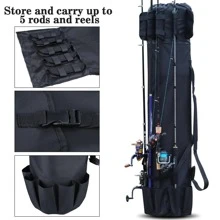 Fishing Rod Carrier Fishing Reel Organizer Pole Storage Bag for Fishing and Traveling,A Gift for Family Father, Daughter and Friends - 黑色 - 查看 5