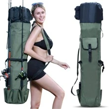 Fishing Rod Carrier Fishing Reel Organizer Pole Storage Bag for Fishing and Traveling,A Gift for Family Father, Daughter and Friends - xanh quân đội - Xem 2