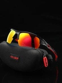 POLASUP 1pc Men's Half-Framed Sports Cycling Glasses With, Silicone Non-Slip Foot Pad, Comfortable Soft Nose Pad, Polycarbonate Explosion-Proof Lens, Suitable For Four Seasons Beach Accessories Glasses Shades Easy Comfort Casual Outfits Outdoor Cycling Glasses For Summer Beach Vacation,Outdoor,Travel