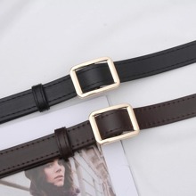 1pc Women Square Buckle Belt Summer, School Fall, Autumn, Halloween - Black - View 3