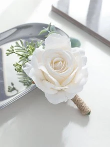 1pc Delicate Rose & Woodland Series High-End Boutonniere For Wedding, Party Valentine's Day Valentines - Multicolor - View 4