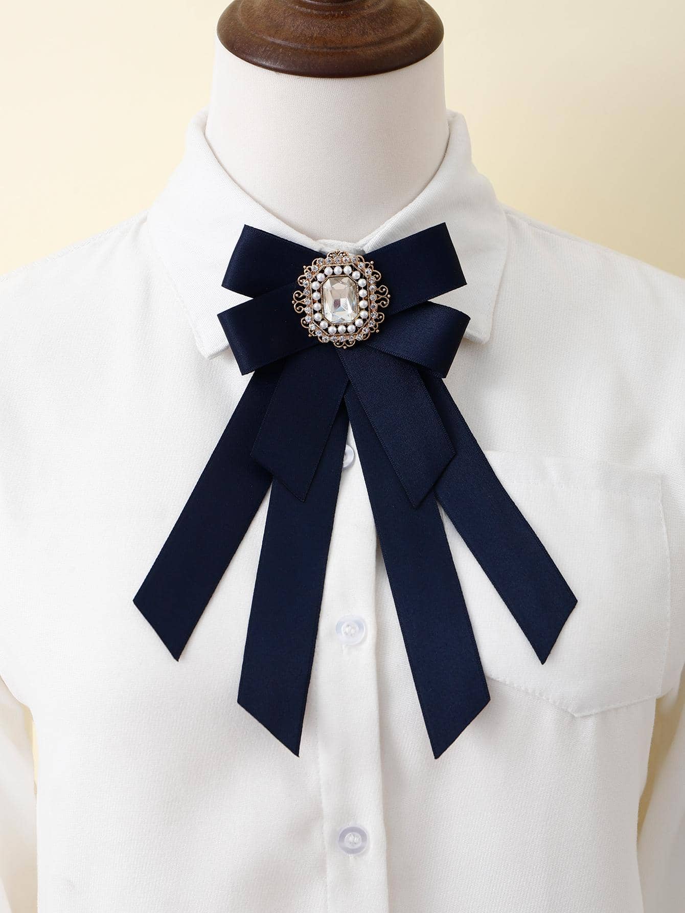 水鑽裝飾領結 - 藏蓝色 - 查看 1