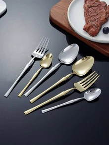 1set Stainless Steel Flatware Set - Silver - View 4