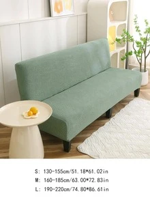 1pc Solid Color Futon Slipcover, Modern Polyester Futon Cover For Living Room - Green - View 2
