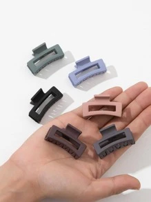 6入組實心長方形髮卡，休閒風格 - 彩色 - 查看 1