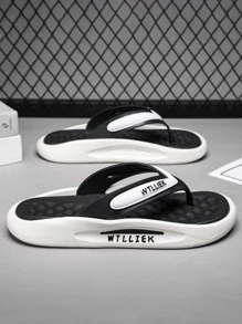 Dép Xỏ Ngón Họa Tiết Chữ Nam, Dép Xỏ Ngón Đi Biển Thời Trang - màu đen - Xem 1