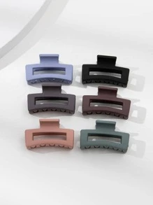 6入組實心長方形髮卡，休閒風格 - 彩色 - 查看 3