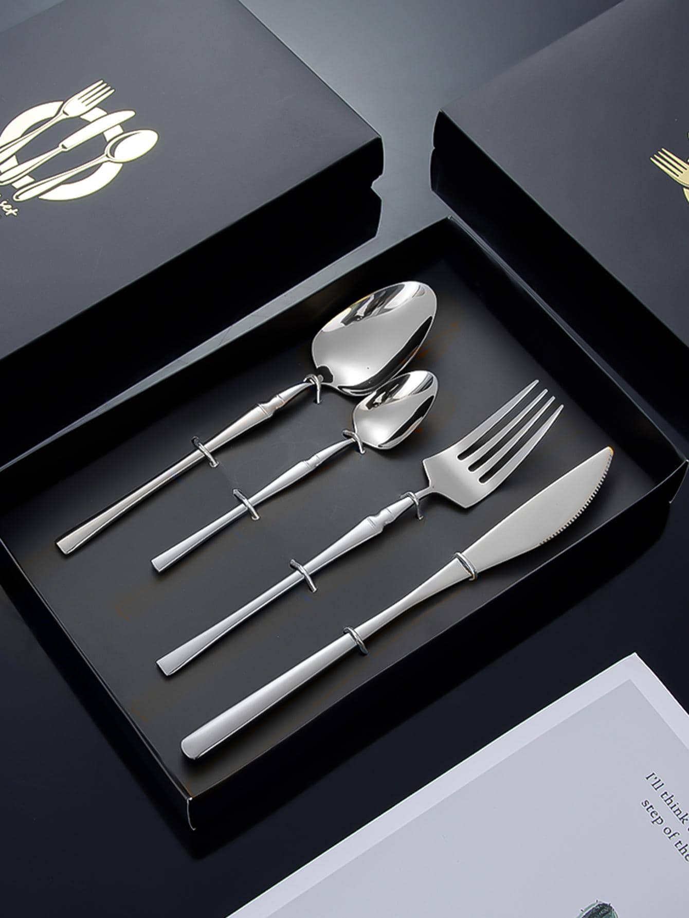 1set Stainless Steel Flatware Set - Silver - View 1