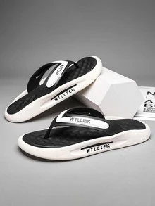 Dép Xỏ Ngón Họa Tiết Chữ Nam, Dép Xỏ Ngón Đi Biển Thời Trang - màu đen - Xem 2