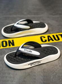 Dép Xỏ Ngón Họa Tiết Chữ Nam, Dép Xỏ Ngón Đi Biển Thời Trang - màu đen - Xem 3