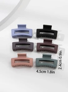 6入組實心長方形髮卡，休閒風格 - 彩色 - 查看 6
