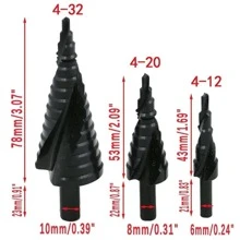 3入組/套高錳鋼鑽頭，現代三角錐設計家用鑽頭 - 黑色 - 查看 2