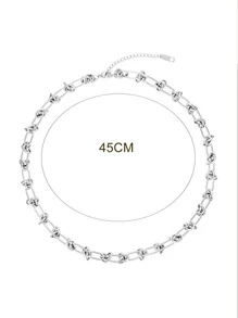 Men Minimalist Chain Necklace - Silver - View 5